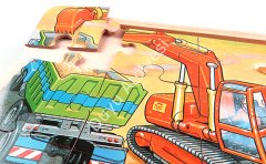 Ahşap Tahta Puzzle İnşaat Araçları Modeli 4 Lü
