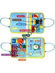 Montessori Keçe Eğitim Çantası Busy Board- Mavi 4 Sayfa