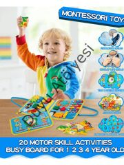 Montessori Keçe Eğitim Çantası Busy Board- Mavi 4 Sayfa
